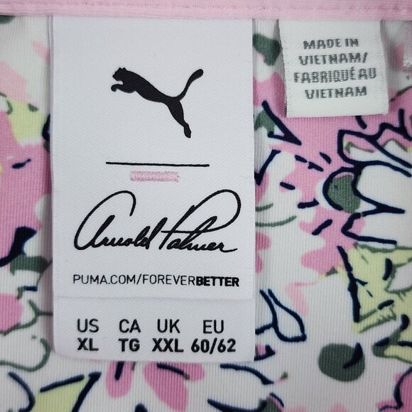 Puma x Arnold Palmer Shirt Mens XL Multi Floral S/S Golf Polo Hawks View Logo - Picture 3 of 8